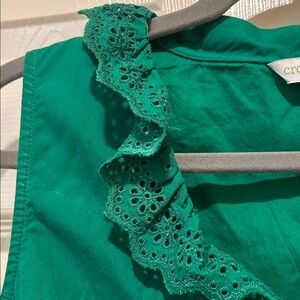 Crown & Ivy Cotton Kelly Green Midi Dress Saint Patricks Day Eyelet Ruffle M